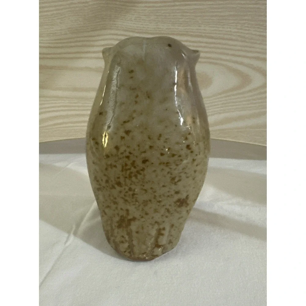 Vintage Speckled‎ Glazed Art Pottery Barn Owl Figurine 5